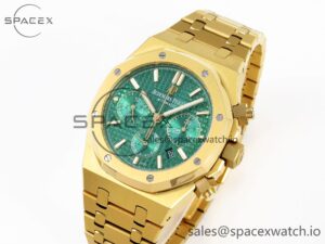 Audermars Piguet Royal Oak Chrono 26331 YG IPF 1:1 Best Edition Green Dial on YG Bracelet A7750 - Image 4