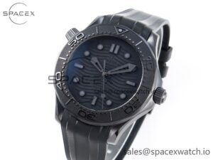 Omega SEAMASTER 300M 43.5MM BLACK CERAMIC VSF 1:1 BEST EDITION BLACK DIAL ON BLACK RUBBER STRAP A8806 - Image 4