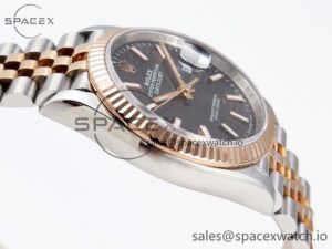 Rolex DateJust 36 SS/RG 126231 VSF 1:1 Best Edition 904L Steel Gray Textured Stick Dial on Jubilee Bracelet VS3235 - Image 8