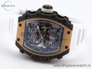 Richard Mille RM21-01 RG Tourbillon RMF Best Edition Skeleton Dial on White Rubber Strap - Image 5