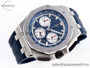 Audermars Piguet Royal Oak Offshore 44mm SS Bezel APF 1:1 Best Edition Blue/Silver Dial on Blue Rubber Strap A4401 - Image 6