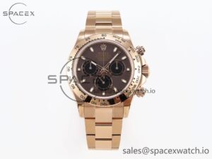 Rolex Daytona 116505 RG OMF Best Edition Brown/Black Dial on RG Bracelet A7750 (Slim Movement)