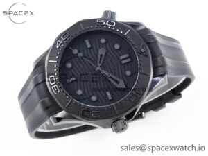Omega SEAMASTER 300M 43.5MM BLACK CERAMIC VSF 1:1 BEST EDITION BLACK DIAL ON BLACK RUBBER STRAP A8806 - Image 6