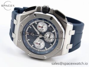 Audermars Piguet Royal Oak Offshore 44mm SS Bezel APF 1:1 Best Edition Blue/Silver Dial on Blue Rubber Strap A4401 - Image 5