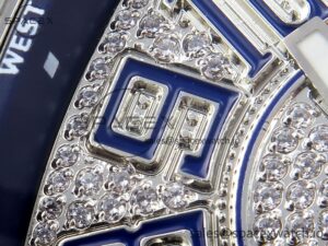Franck Muller Vanguard SS Full Diamonds ABF Best Edition Diamonds Blue Dial on Diamonds Bracelet A2824 - Image 24
