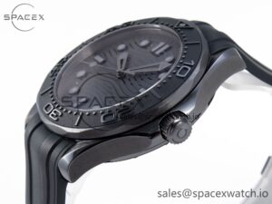 Omega SEAMASTER 300M 43.5MM BLACK CERAMIC VSF 1:1 BEST EDITION BLACK DIAL ON BLACK RUBBER STRAP A8806 - Image 7