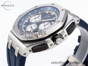 Audermars Piguet Royal Oak Offshore 44mm SS Bezel APF 1:1 Best Edition Blue/Silver Dial on Blue Rubber Strap A4401 - Image 7
