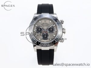 Rolex Daytona 116519 SS OMF Best Edition Gray/Black Dial on Oysterflex Strap A7750 (Slim Movement)