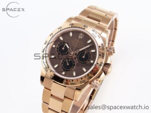 Rolex Daytona 116505 RG OMF Best Edition Brown/Black Dial on RG Bracelet A7750 (Slim Movement) - Image 4