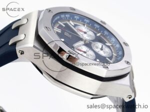 Audermars Piguet Royal Oak Offshore 44mm SS Bezel APF 1:1 Best Edition Blue/Silver Dial on Blue Rubber Strap A4401 - Image 8