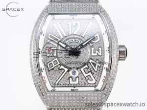 Franck Muller Vanguard SS Full Diamonds ABF Best Edition Diamonds White Dial on Diamonds Bracelet A2824 - Image 2