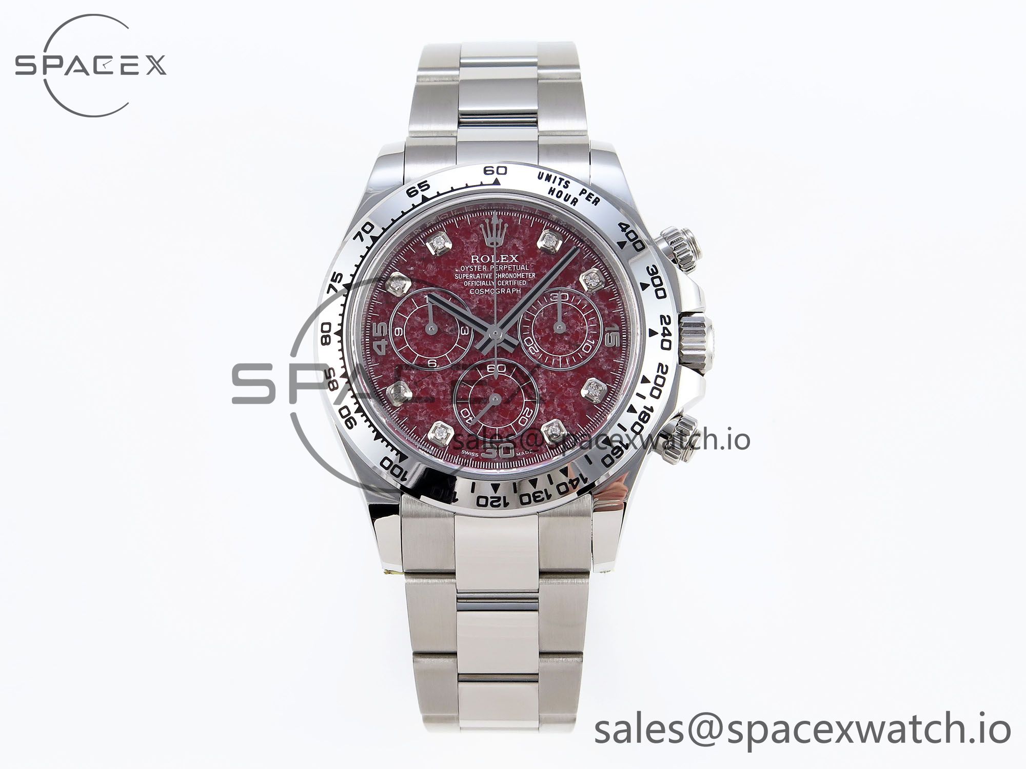 IMG_0054 Rolex Daytona 116509 Clean 1:1 Best Edition 904L SS Case Garnet Dial on Oysterflex Stainless Stee Strap A4130 - Image 1