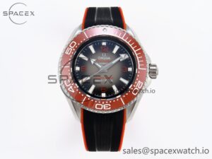 Omega SEAMASTER PLANET OCEAN 6000M ULTRA DEEP 45.5MM SS TF 1:1 BEST EDITION GRAY DIAL ORANGE BEZEL ON RUBBER STRAP A2824