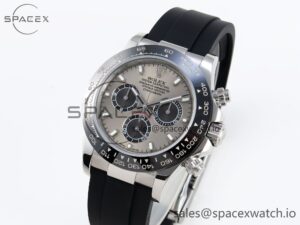 Rolex Daytona 116519 SS OMF Best Edition Gray/Black Dial on Oysterflex Strap A7750 (Slim Movement) - Image 4