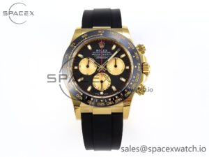Rolex Daytona 116518 APSF 1:1 Best Edition Black/YG Dial on Oysterflex Rubber Strap SH4130 $808.00