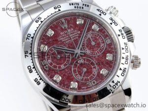 Rolex Daytona 116509 Clean 1:1 Best Edition 904L SS Case Garnet Dial on Oysterflex Stainless Stee Strap A4130 - Image 3