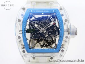 Richard Mille RM035 Transparent RMF Best Edition Skeleton Blue Dial on Translucent Rubber Strap Clone RMUL2 - Image 2