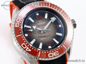 Omega SEAMASTER PLANET OCEAN 6000M ULTRA DEEP 45.5MM SS TF 1:1 BEST EDITION GRAY DIAL ORANGE BEZEL ON RUBBER STRAP A2824 - Image 3