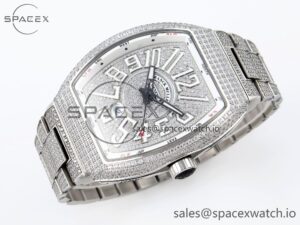 Franck Muller Vanguard SS Full Diamonds ABF Best Edition Diamonds White Dial on Diamonds Bracelet A2824 - Image 6