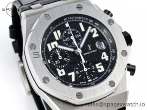 Audermars Piguet Royal Oak Offshore 42mm SS APF 1:1 Best Edition Black Dial White Markers on Black Leather Strap A7750 - Image 3