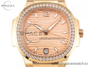 PATEK PHILIPPE NAUTILUS 7118 LADIES RG PPF 1:1 BEST EDITION RG DIAL DIAMONDS BEZEL ON RG BRACELET 324CS - Image 2