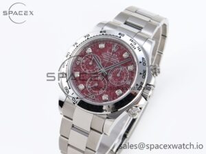 Rolex Daytona 116509 Clean 1:1 Best Edition 904L SS Case Garnet Dial on Oysterflex Stainless Stee Strap A4130 - Image 4