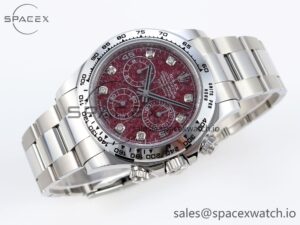 Rolex Daytona 116509 Clean 1:1 Best Edition 904L SS Case Garnet Dial on Oysterflex Stainless Stee Strap A4130 - Image 6