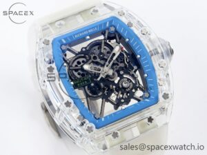 Richard Mille RM035 Transparent RMF Best Edition Skeleton Blue Dial on Translucent Rubber Strap Clone RMUL2 - Image 3