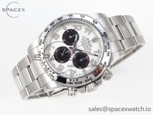 Rolex Daytona 116509 Clean 1:1 Best Edition White Dial Arabic Markers on SS Bracelet SA4130 V2 - Image 6