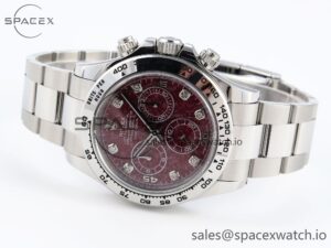 Rolex Daytona 116509 Clean 1:1 Best Edition 904L SS Case Garnet Dial on Oysterflex Stainless Stee Strap A4130 - Image 5