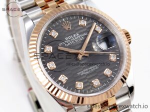 Rolex DateJust 36 SS/RG 126231 VSF 1:1 Best Edition 904L Steel Gray Textured Diamonds Dial on Jubilee Bracelet VS3235 - Image 3