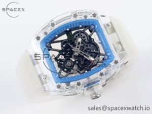Richard Mille RM035 Transparent RMF Best Edition Skeleton Blue Dial on Translucent Rubber Strap Clone RMUL2 - Image 6