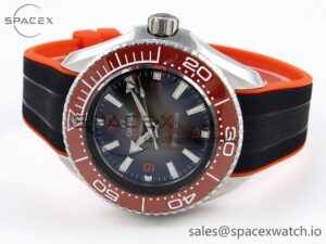 Omega SEAMASTER PLANET OCEAN 6000M ULTRA DEEP 45.5MM SS TF 1:1 BEST EDITION GRAY DIAL ORANGE BEZEL ON RUBBER STRAP A2824 - Image 5