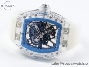 Richard Mille RM035 Transparent RMF Best Edition Skeleton Blue Dial on Translucent Rubber Strap Clone RMUL2 - Image 5