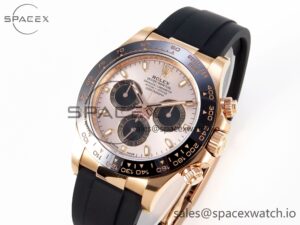 Rolex Daytona 116515 Clean 1:1 Best Edition Silver Dial RG Markers on Oysterflex Strap SA4130 V2 - Image 4