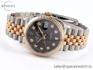 Rolex DateJust 36 SS/RG 126231 VSF 1:1 Best Edition 904L Steel Gray Textured Diamonds Dial on Jubilee Bracelet VS3235 - Image 5