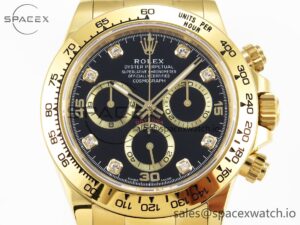 Rolex Daytona 116508 KING 1:1 Best Edition Black/YG Diamonds Dial on YG Bracelet SA4130 - Image 2