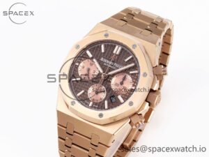 Audermars Piguet Royal Oak Chrono 26331 RG IPF 1:1 Best Edition Brown/RG Dial on RG Bracelet A7750 - Image 4