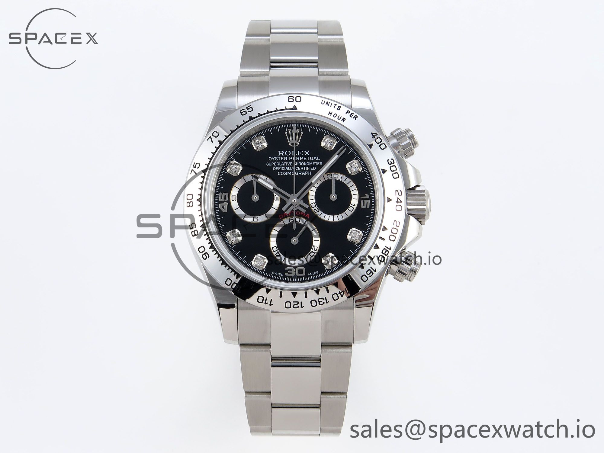 IMG_0062 Rolex Daytona 116509 SS OMF Best Edition Black Diamonds Dial on SS Bracelet A7750 (Slim Movement) - Image 1