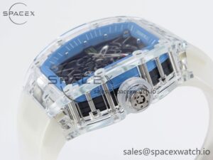 Richard Mille RM035 Transparent RMF Best Edition Skeleton Blue Dial on Translucent Rubber Strap Clone RMUL2 - Image 7