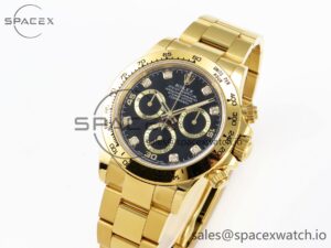 Rolex Daytona 116508 KING 1:1 Best Edition Black/YG Diamonds Dial on YG Bracelet SA4130 - Image 4