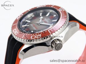 Omega SEAMASTER PLANET OCEAN 6000M ULTRA DEEP 45.5MM SS TF 1:1 BEST EDITION GRAY DIAL ORANGE BEZEL ON RUBBER STRAP A2824 - Image 7