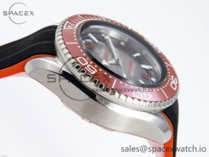 Omega SEAMASTER PLANET OCEAN 6000M ULTRA DEEP 45.5MM SS TF 1:1 BEST EDITION GRAY DIAL ORANGE BEZEL ON RUBBER STRAP A2824 - Image 8