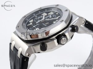 Audermars Piguet Royal Oak Offshore 42mm SS APF 1:1 Best Edition Black Dial White Markers on Black Leather Strap A7750 - Image 7