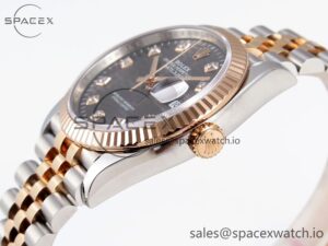 Rolex DateJust 36 SS/RG 126231 VSF 1:1 Best Edition 904L Steel Gray Textured Diamonds Dial on Jubilee Bracelet VS3235 - Image 7