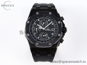 Audermars Piguet Royal Oak Offshore 42mm Black Ceramic APF 1:1 Best Edition Black Textured Dial on Black Rubber Strap A4404