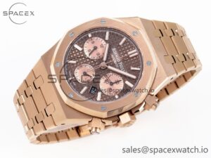 Audermars Piguet Royal Oak Chrono 26331 RG IPF 1:1 Best Edition Brown/RG Dial on RG Bracelet A7750 - Image 6
