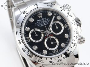 Rolex Daytona 116509 SS OMF Best Edition Black Diamonds Dial on SS Bracelet A7750 (Slim Movement) - Image 3