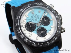Rolex Daytona DIW Carbon Case and Bezel DIWF Edition White/Blue Dial on Blue Nylon Strap A7750 - Image 4