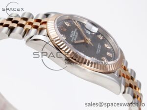 Rolex DateJust 36 SS/RG 126231 VSF 1:1 Best Edition 904L Steel Gray Textured Diamonds Dial on Jubilee Bracelet VS3235 - Image 8